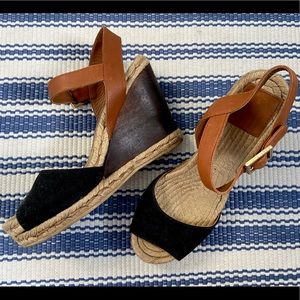 Tory Burch Wood Wedge Espadrilles // size 8